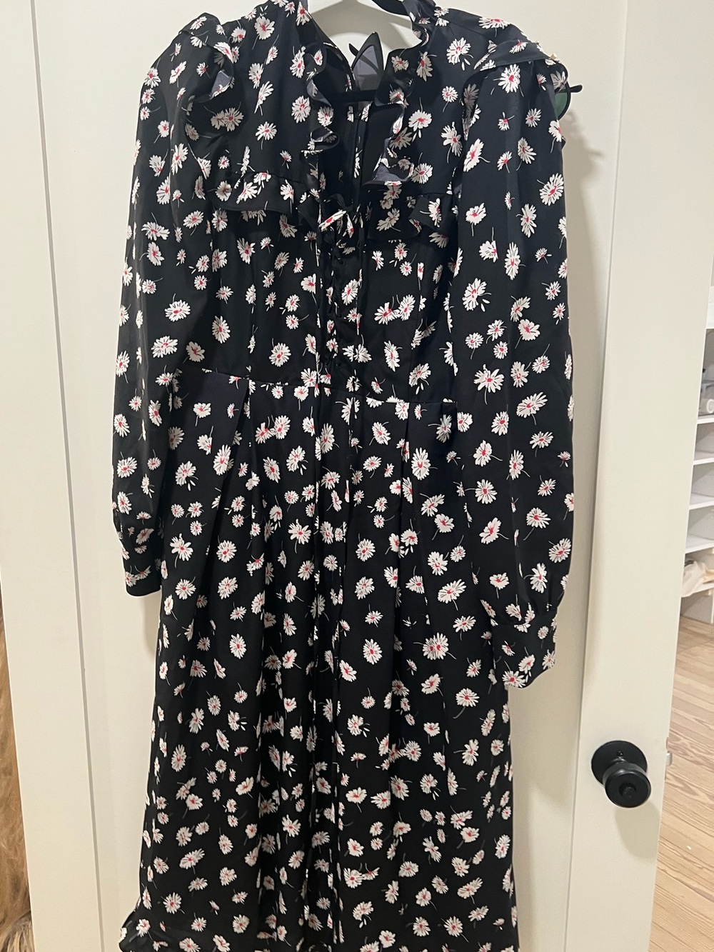 Alessandra rich inspired Midi Dress with Ruffle Neck and bottom